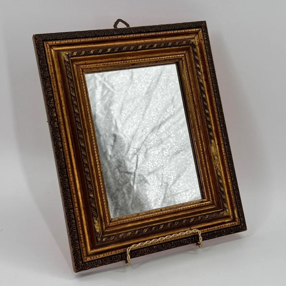 Vintage Italian Gilt Wood Wall Mirror Ornate Gold Frame Gimbels 8x10